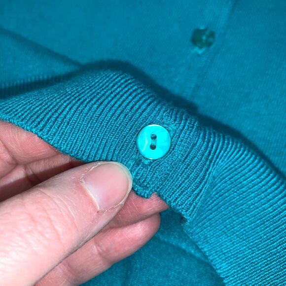 Zara Knit Womens Cardigan Sweater Lux Soft and Stretchy Button Down Teal Large - Picture 8 of 9